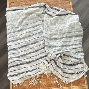 aerie White and Blue Striped Swim Coverup